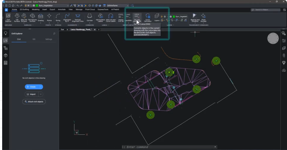 Criação de corredores para projeto de estradas de Civil